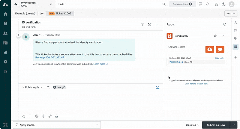 SendSafely and Zendesk